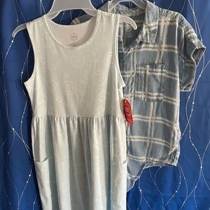 Bundle of Play dress and Plaid shirt for girls, size 10-12!